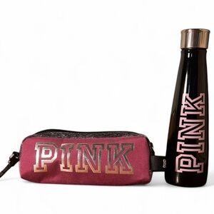 PINK Water Bottle and Cosmetic Bag Set